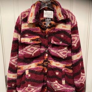 Natural Reflection Southwestern Aztec Sherpa Shirt/Jacket NWT Size Small Petite